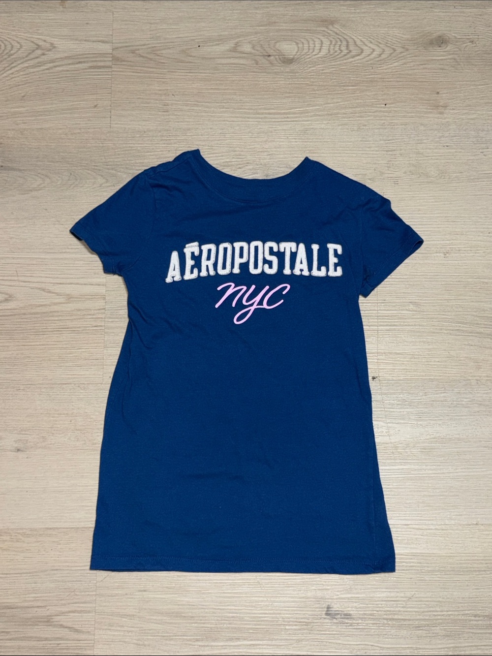 Aeropostale Navy Tee with White & Pink Logo